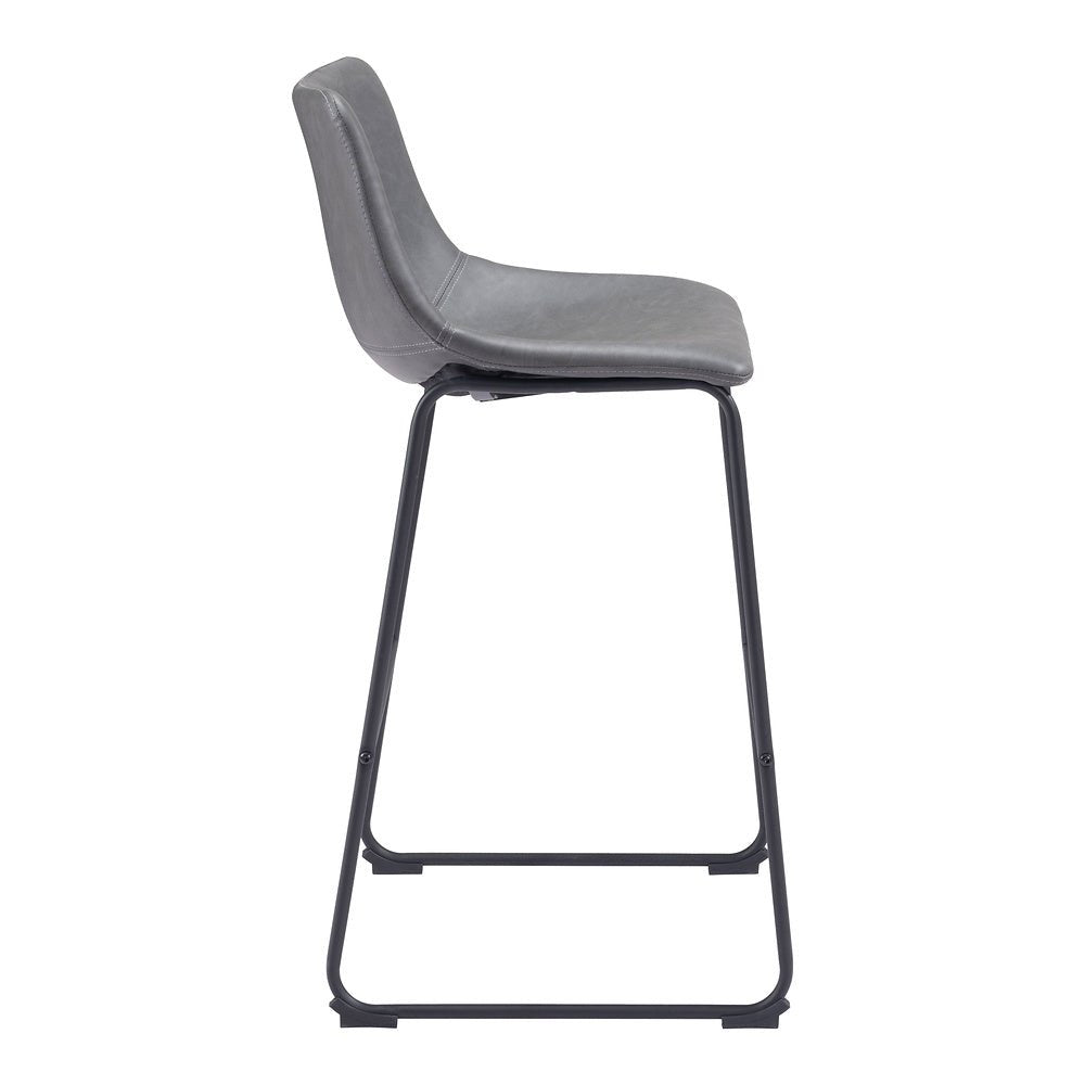 Banco Alto para Bistró - ZUO SMART - Varios Colores - Asiento y Respaldo Tapizados en Piel Sintética - 109327 - Zuo - NOGAL BEAT - Banco Comercial