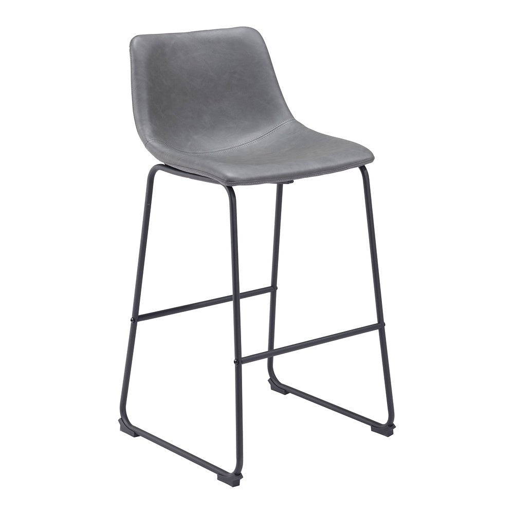 Banco Alto para Bistró - ZUO SMART - Varios Colores - Asiento y Respaldo Tapizados en Piel Sintética - 109327 - Zuo - NOGAL BEAT - Banco Comercial