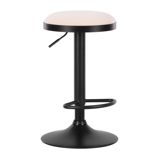 Banco Alto para Cafetería - ZUO ROSCO - Blanco - Asiento y Respaldo Tapizados en Piel Sintética - 111095 - Zuo - NOGAL BEAT - Banco Comercial