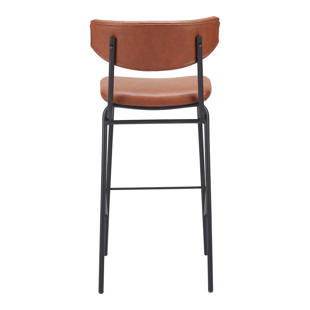 Banco Alto para Cantina - ZUO CHARON - Varios Colores - Asiento y Respaldo Tapizados en Piel Sintética - 110260 - Zuo - NOGAL BEAT - Banco Comercial