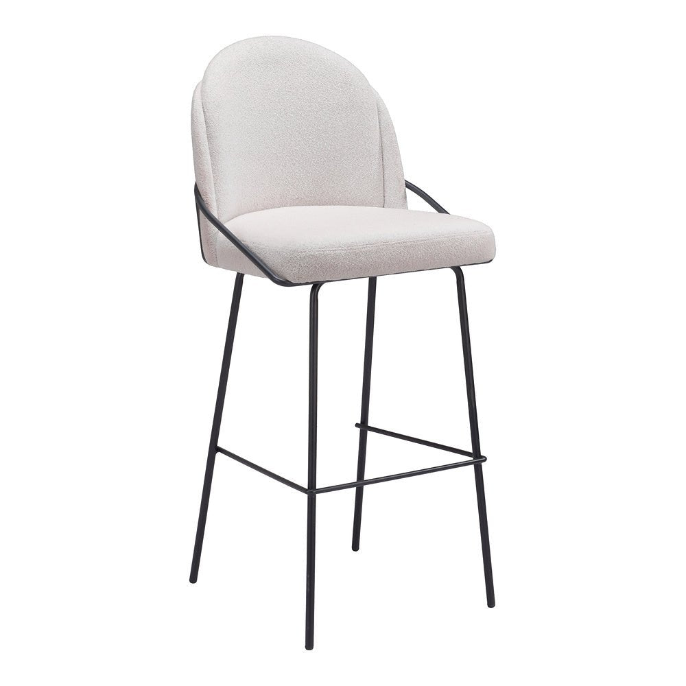Banco Alto para Cantina - ZUO JAMBI - Varios Colores - Asiento y Respaldo Tapizados en Tela Tipo Borrego - 109969 - Zuo - NOGAL BEAT - Banco Comercial