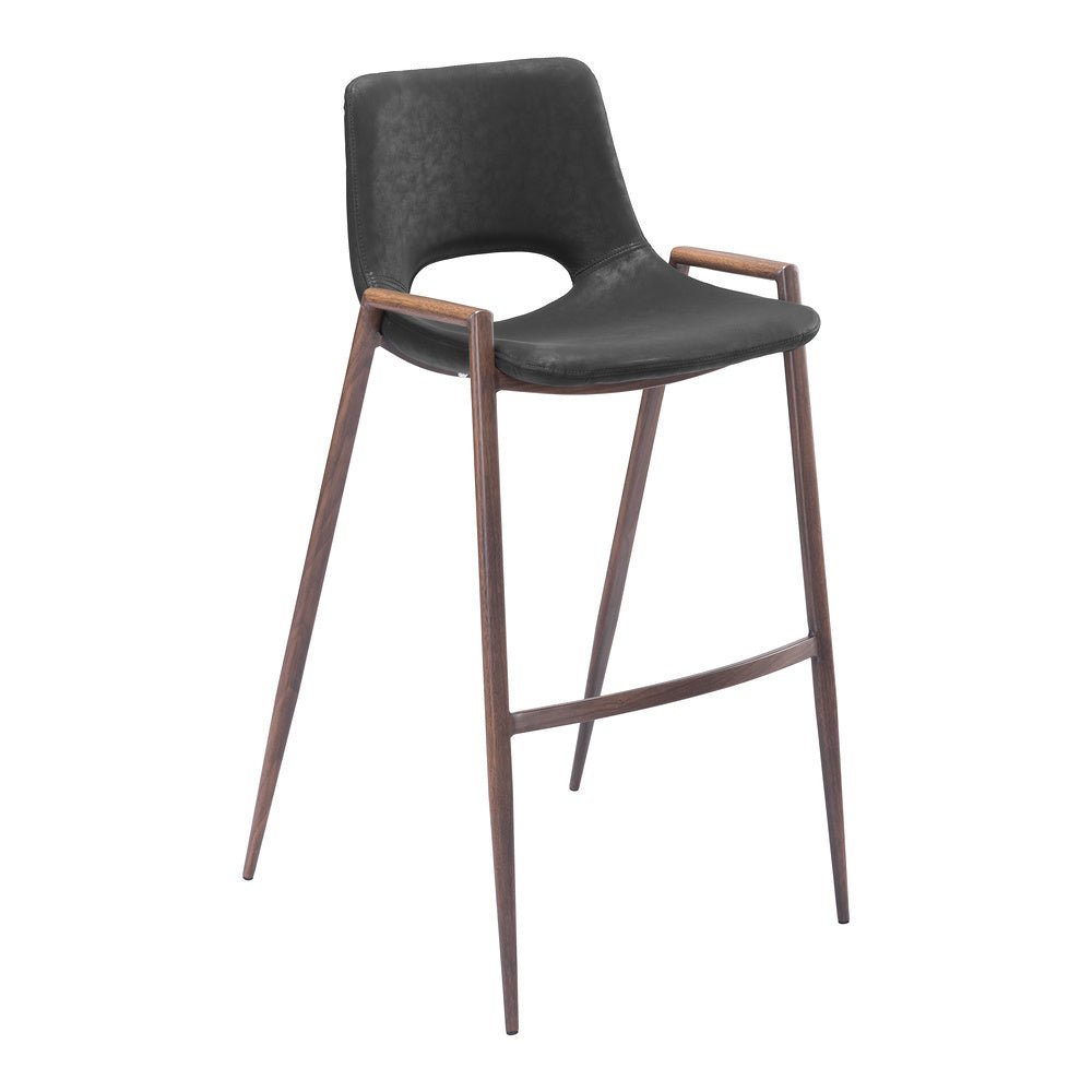 Banco Alto para Comedor de Empresa - ZUO DESI 53x55 101697 - Varios Colores - Asiento y Respaldo Tapizados en Piel Sintética - 101697 - Zuo - NOGAL BEAT - Banco Comercial