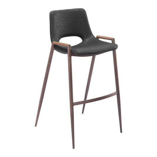 Banco Alto para Comedor de Empresa - ZUO DESI 53x55 101697 - Varios Colores - Asiento y Respaldo Tapizados en Piel Sintética - 101697 - Zuo - NOGAL BEAT - Banco Comercial