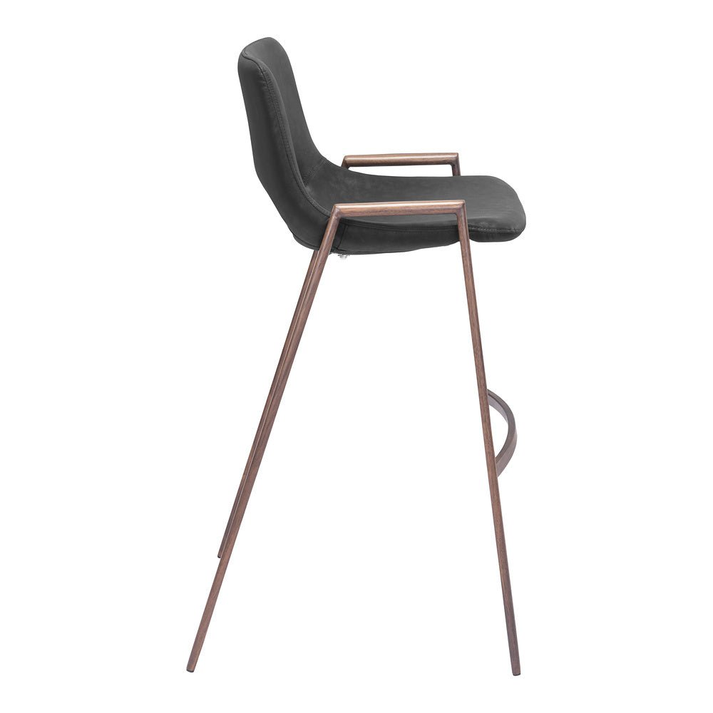 Banco Alto para Comedor de Empresa - ZUO DESI 53x55 101697 - Varios Colores - Asiento y Respaldo Tapizados en Piel Sintética - 101697 - Zuo - NOGAL BEAT - Banco Comercial
