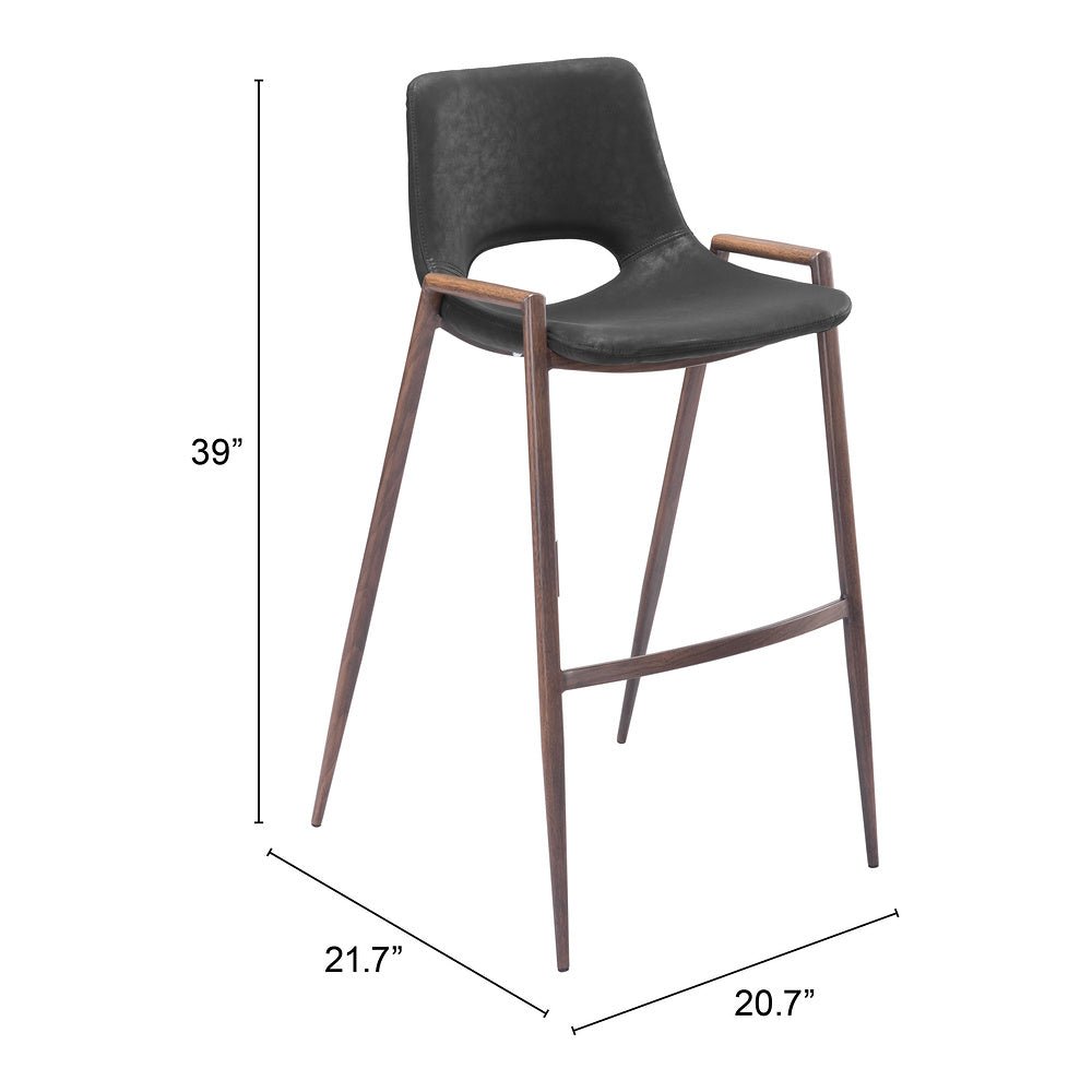 Banco Alto para Comedor de Empresa - ZUO DESI 53x55 101697 - Varios Colores - Asiento y Respaldo Tapizados en Piel Sintética - 101697 - Zuo - NOGAL BEAT - Banco Comercial