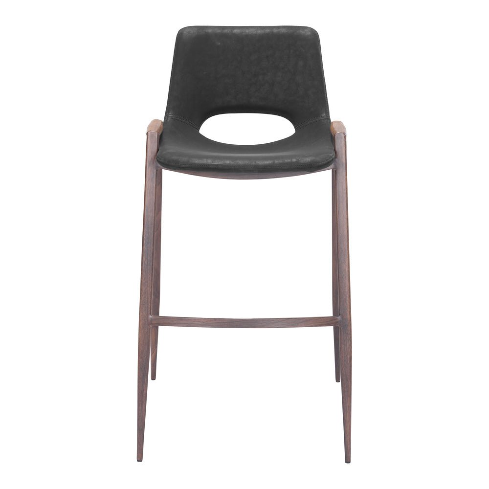 Banco Alto para Comedor de Empresa - ZUO DESI 53x55 101697 - Varios Colores - Asiento y Respaldo Tapizados en Piel Sintética - 101697 - Zuo - NOGAL BEAT - Banco Comercial