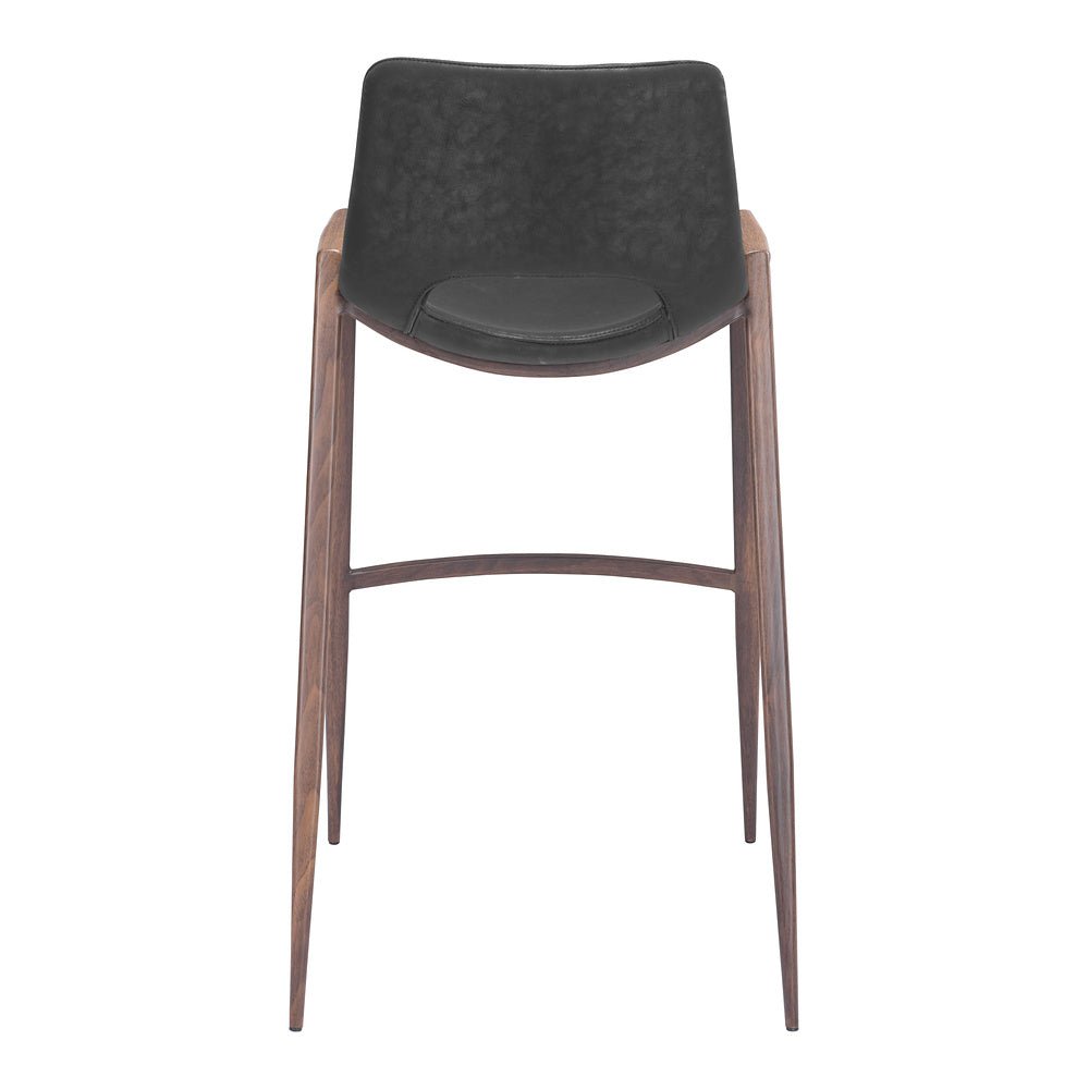 Banco Alto para Comedor de Empresa - ZUO DESI 53x55 101697 - Varios Colores - Asiento y Respaldo Tapizados en Piel Sintética - 101697 - Zuo - NOGAL BEAT - Banco Comercial