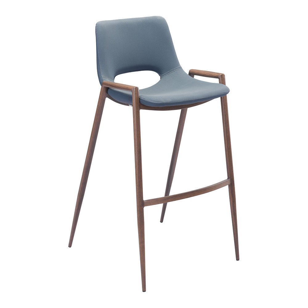 Banco Alto para Comedor de Empresa - ZUO DESI 53x55 101698 - Varios Colores - Asiento y Respaldo Tapizados en Piel Sintética - 101698 - Zuo - NOGAL BEAT - Banco Comercial