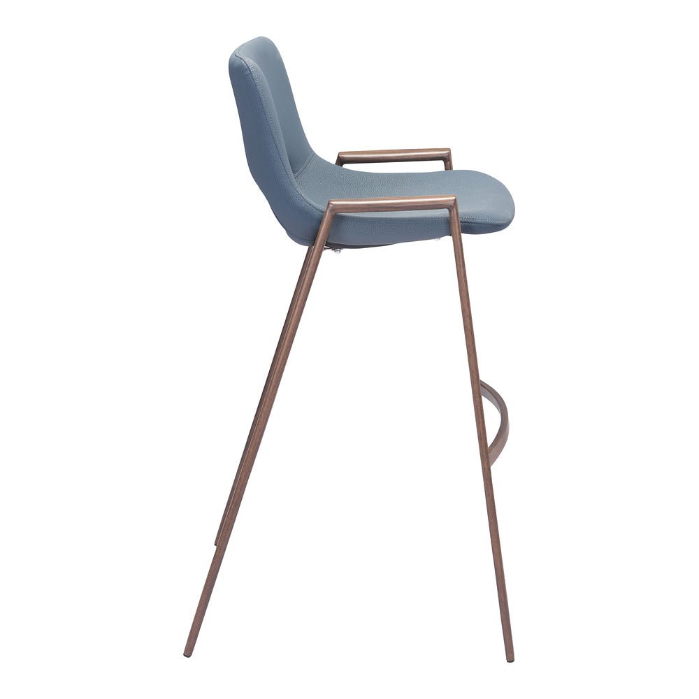 Banco Alto para Comedor de Empresa - ZUO DESI 53x55 101698 - Varios Colores - Asiento y Respaldo Tapizados en Piel Sintética - 101698 - Zuo - NOGAL BEAT - Banco Comercial