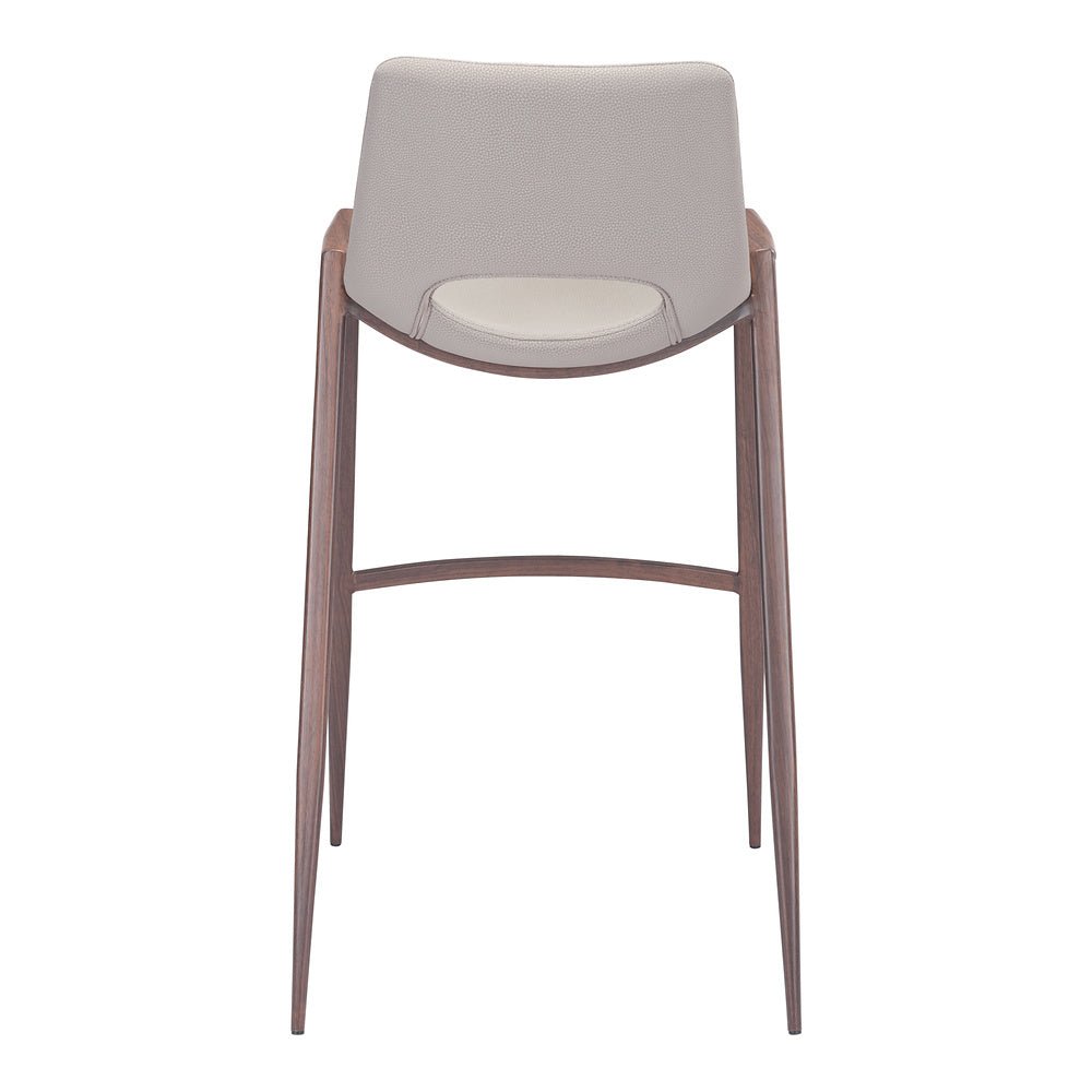 Banco Alto para Comedor de Empresa - ZUO DESI 53x55 101699 - Varios Colores - Asiento y Respaldo Tapizados en Piel Sintética - 101699 - Zuo - NOGAL BEAT - Banco Comercial