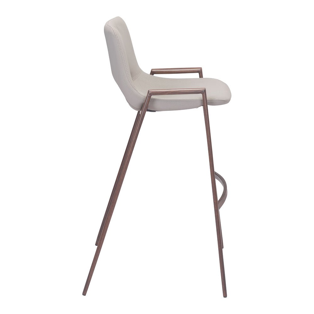 Banco Alto para Comedor de Empresa - ZUO DESI 53x55 101699 - Varios Colores - Asiento y Respaldo Tapizados en Piel Sintética - 101699 - Zuo - NOGAL BEAT - Banco Comercial