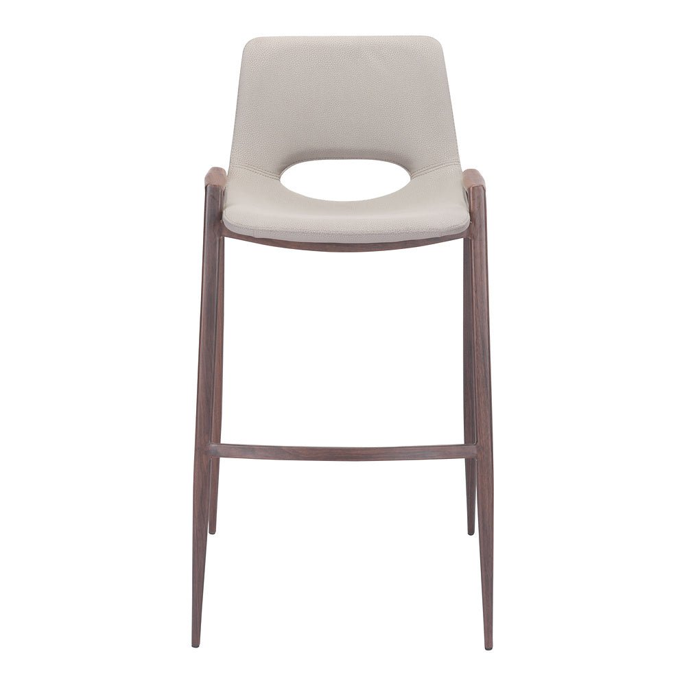 Banco Alto para Comedor de Empresa - ZUO DESI 53x55 101699 - Varios Colores - Asiento y Respaldo Tapizados en Piel Sintética - 101699 - Zuo - NOGAL BEAT - Banco Comercial