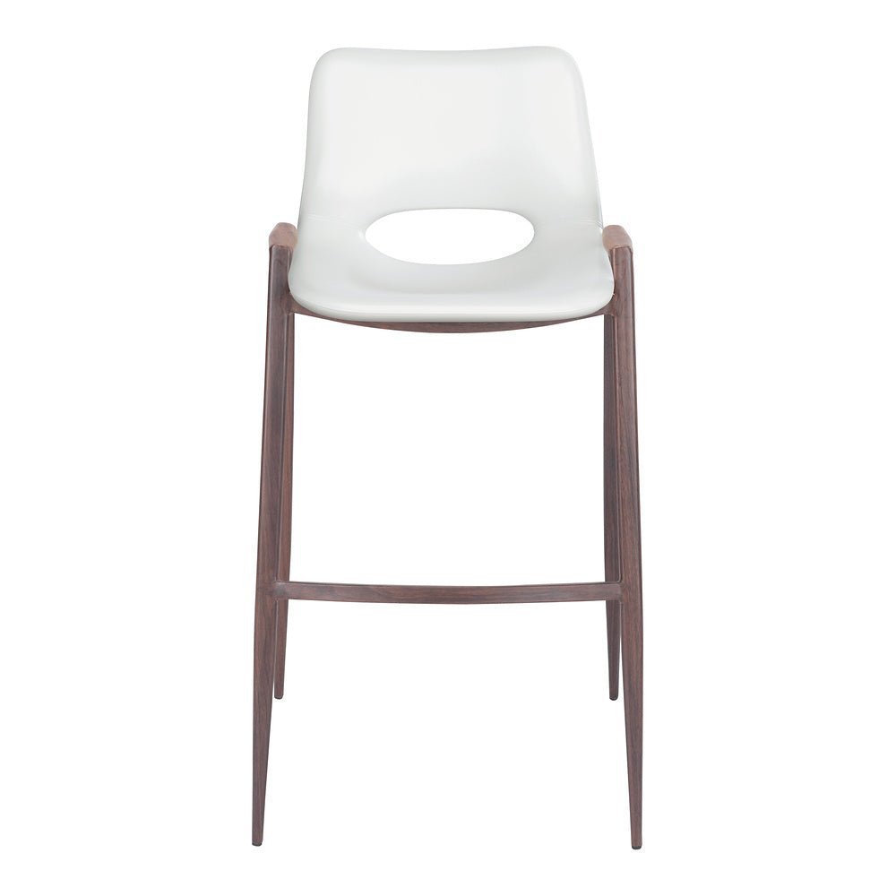 Banco Alto para Comedor de Empresa - ZUO DESI 53x55 109070 - Varios Colores - Asiento y Respaldo Tapizados en Piel Sintética - 109070 - Zuo - NOGAL BEAT - Banco Comercial
