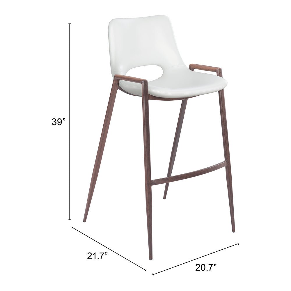 Banco Alto para Comedor de Empresa - ZUO DESI 53x55 109070 - Varios Colores - Asiento y Respaldo Tapizados en Piel Sintética - 109070 - Zuo - NOGAL BEAT - Banco Comercial