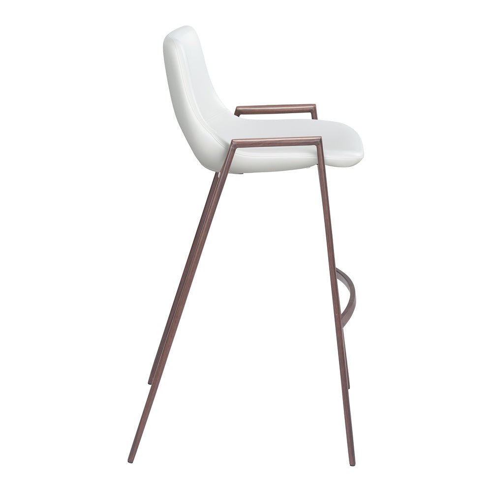 Banco Alto para Comedor de Empresa - ZUO DESI 53x55 109070 - Varios Colores - Asiento y Respaldo Tapizados en Piel Sintética - 109070 - Zuo - NOGAL BEAT - Banco Comercial
