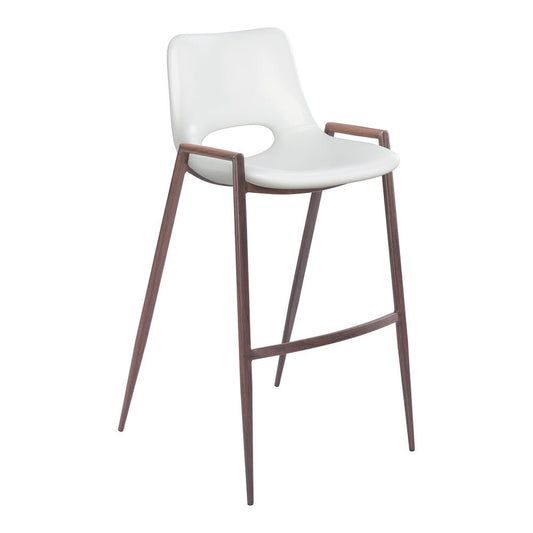 Banco Alto para Comedor de Empresa - ZUO DESI 53x55 109070 - Varios Colores - Asiento y Respaldo Tapizados en Piel Sintética - 109070 - Zuo - NOGAL BEAT - Banco Comercial