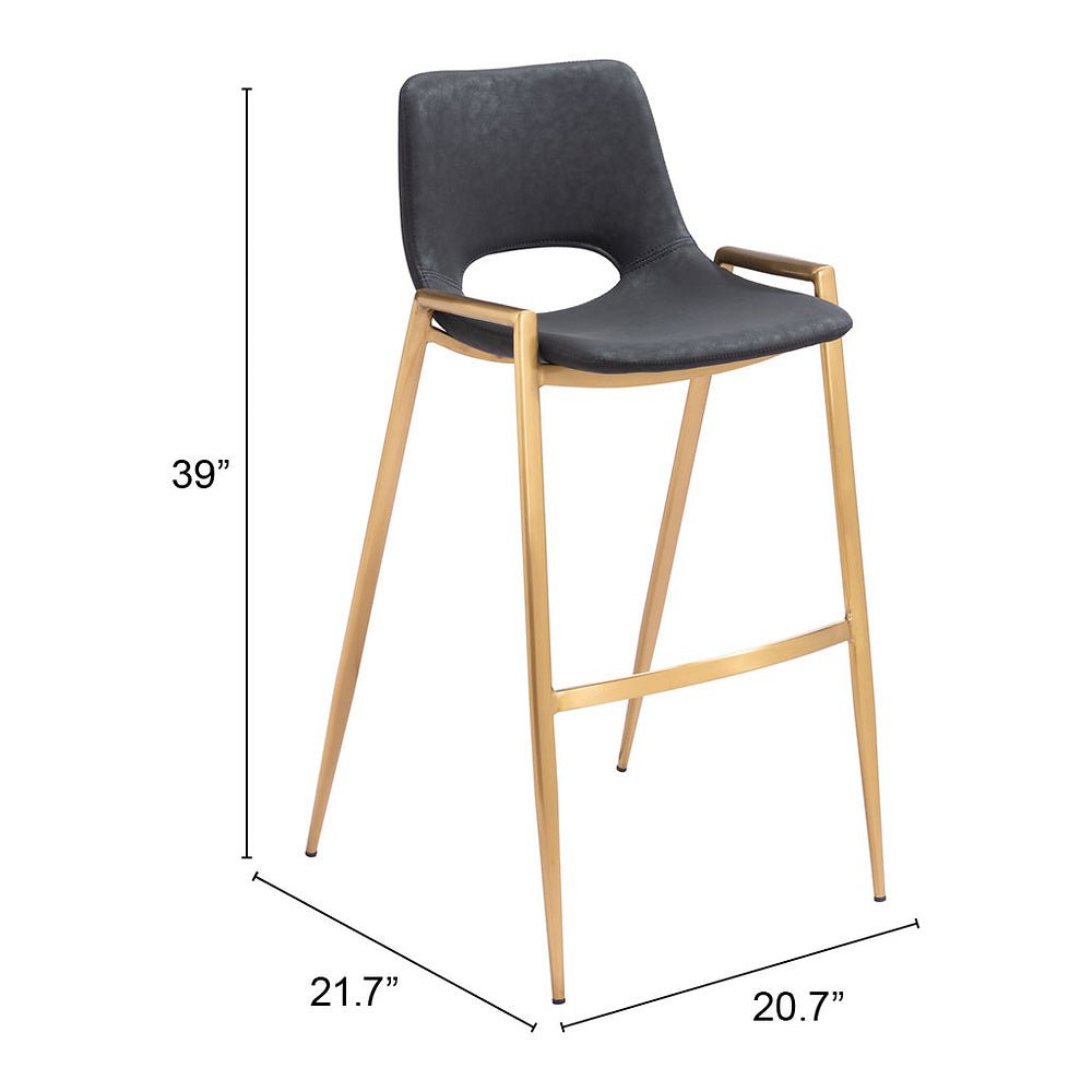 Banco Alto para Comedor de Empresa - ZUO DESI 53x55 109555 - Varios Colores - Asiento y Respaldo Tapizados en Piel Sintética - 109555 - Zuo - NOGAL BEAT - Banco Comercial