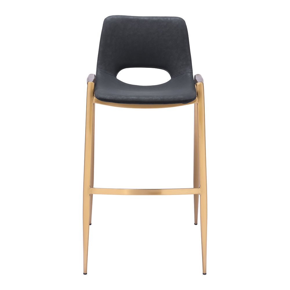 Banco Alto para Comedor de Empresa - ZUO DESI 53x55 109555 - Varios Colores - Asiento y Respaldo Tapizados en Piel Sintética - 109555 - Zuo - NOGAL BEAT - Banco Comercial