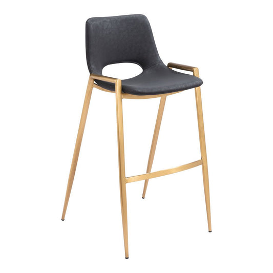 Banco Alto para Comedor de Empresa - ZUO DESI 53x55 109555 - Varios Colores - Asiento y Respaldo Tapizados en Piel Sintética - 109555 - Zuo - NOGAL BEAT - Banco Comercial