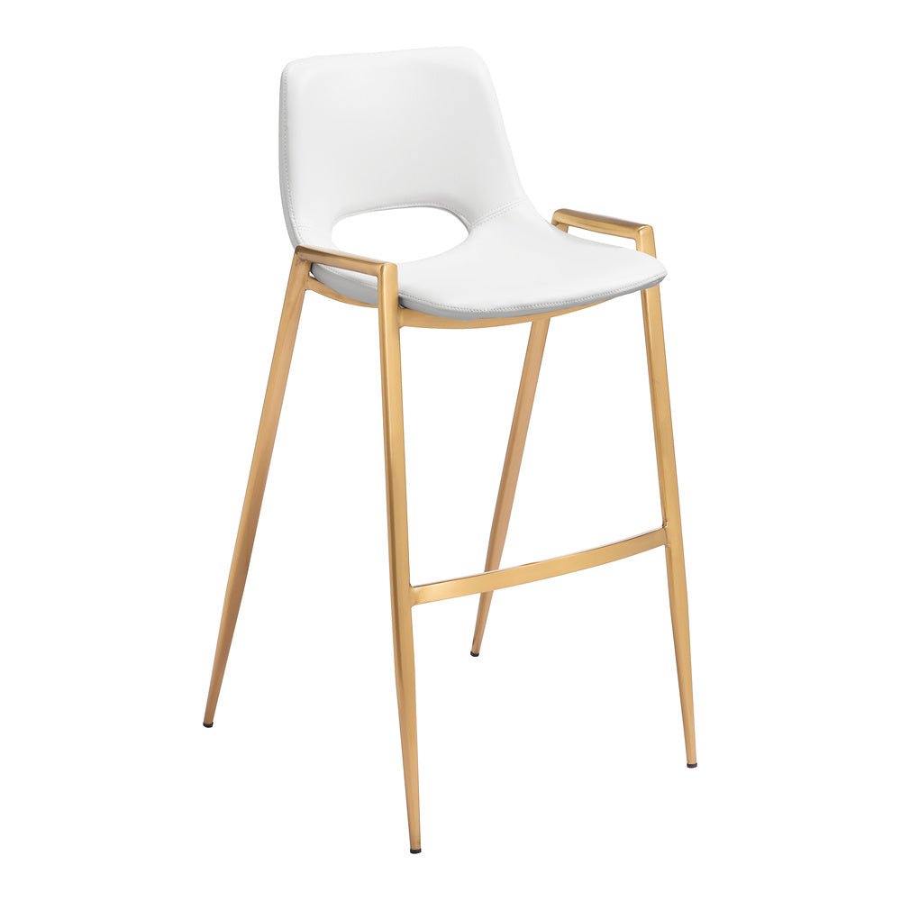 Banco Alto para Comedor de Empresa - ZUO DESI 53x55 109556 - Varios Colores - Asiento y Respaldo Tapizados en Piel Sintética - 109556 - Zuo - NOGAL BEAT - Banco Comercial