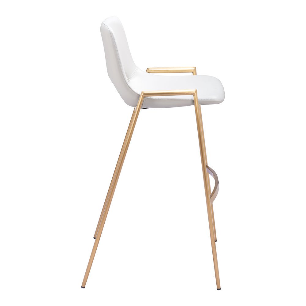 Banco Alto para Comedor de Empresa - ZUO DESI 53x55 109556 - Varios Colores - Asiento y Respaldo Tapizados en Piel Sintética - 109556 - Zuo - NOGAL BEAT - Banco Comercial