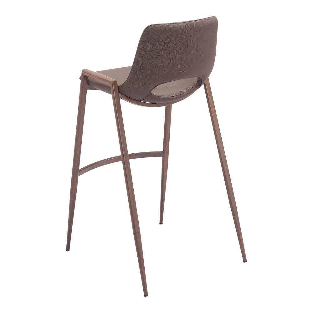 Banco Alto para Comedor de Empresa - ZUO DESI 53x55 109734 - Varios Colores - Asiento y Respaldo Tapizados en Piel Sintética - 109734 - Zuo - NOGAL BEAT - Banco Comercial