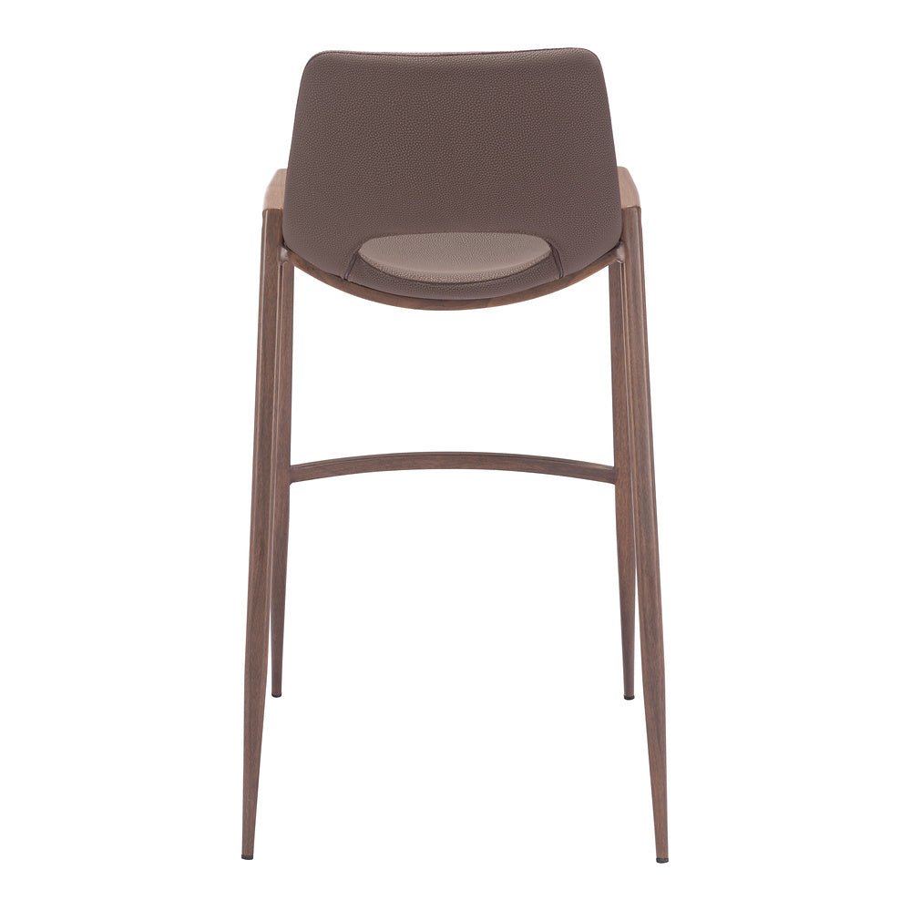 Banco Alto para Comedor de Empresa - ZUO DESI 53x55 109734 - Varios Colores - Asiento y Respaldo Tapizados en Piel Sintética - 109734 - Zuo - NOGAL BEAT - Banco Comercial