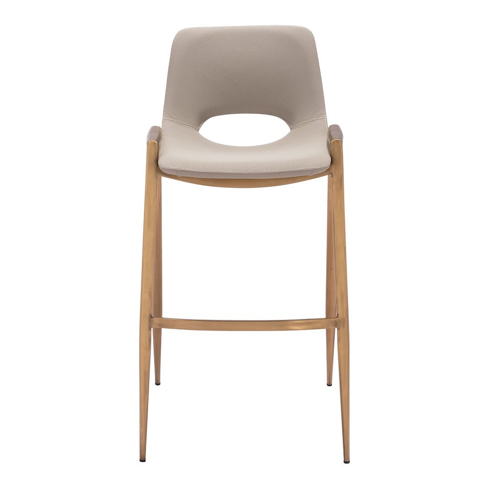 Banco Alto para Comedor de Empresa - ZUO DESI 53x55 109735 - Varios Colores - Asiento y Respaldo Tapizados en Piel Sintética - 109735 - Zuo - NOGAL BEAT - Banco Comercial