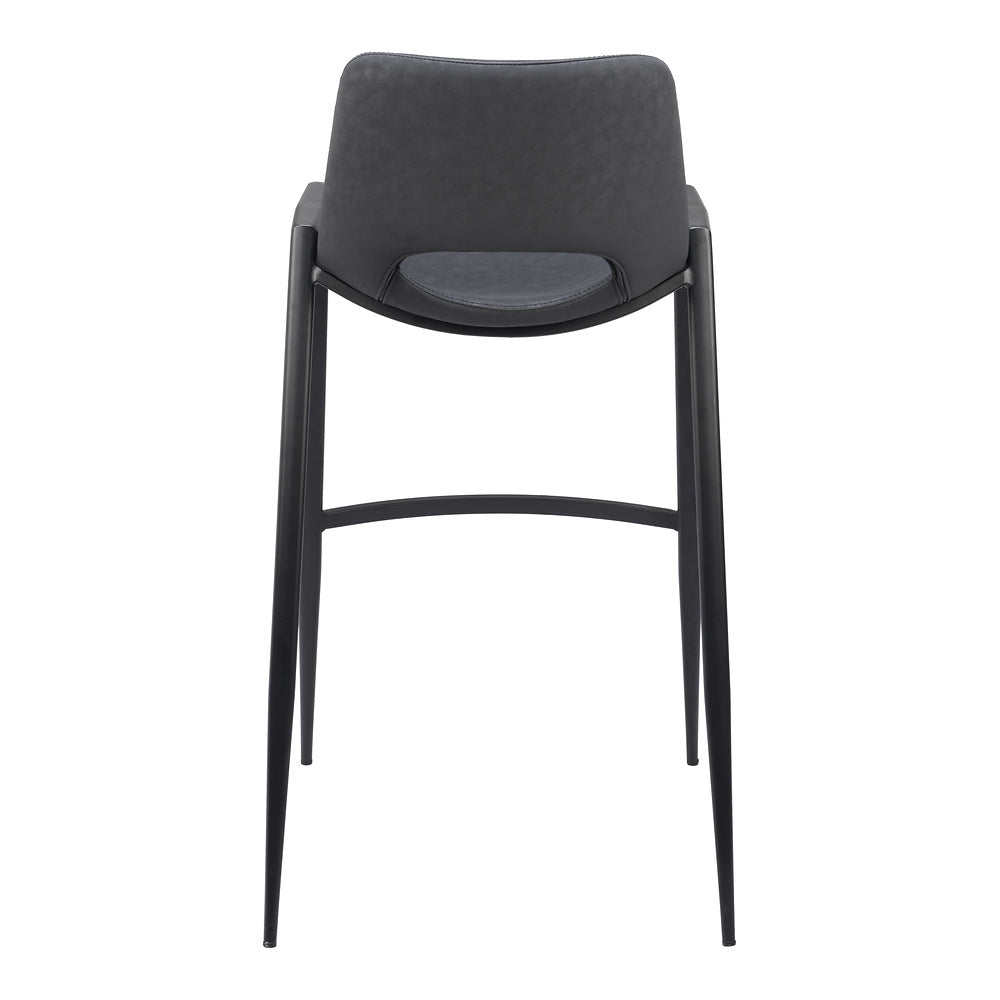 Banco Alto para Comedor de Empresa - ZUO DESI - Negro - Asiento y Respaldo Tapizados en Piel Sintética - 109540 - Zuo - NOGAL BEAT - Banco Comercial
