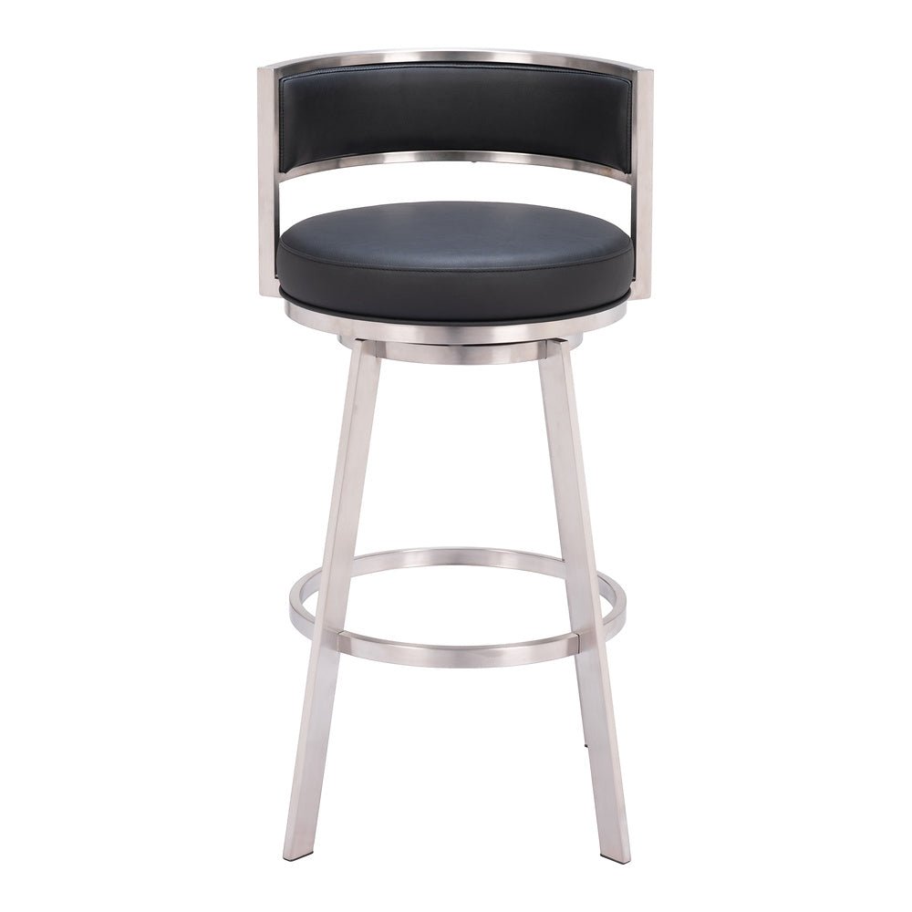Banco Alto para Comedor de Empresa - ZUO GIMSBY - Negro - Asiento y Respaldo Tapizados en Piel Sintética - 110044 - Zuo - NOGAL BEAT - Banco Comercial