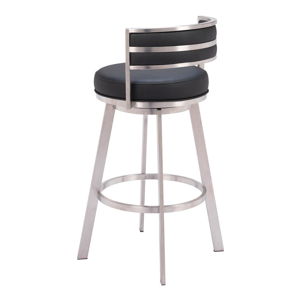 Banco Alto para Comedor de Empresa - ZUO GIMSBY - Negro - Asiento y Respaldo Tapizados en Piel Sintética - 110044 - Zuo - NOGAL BEAT - Banco Comercial