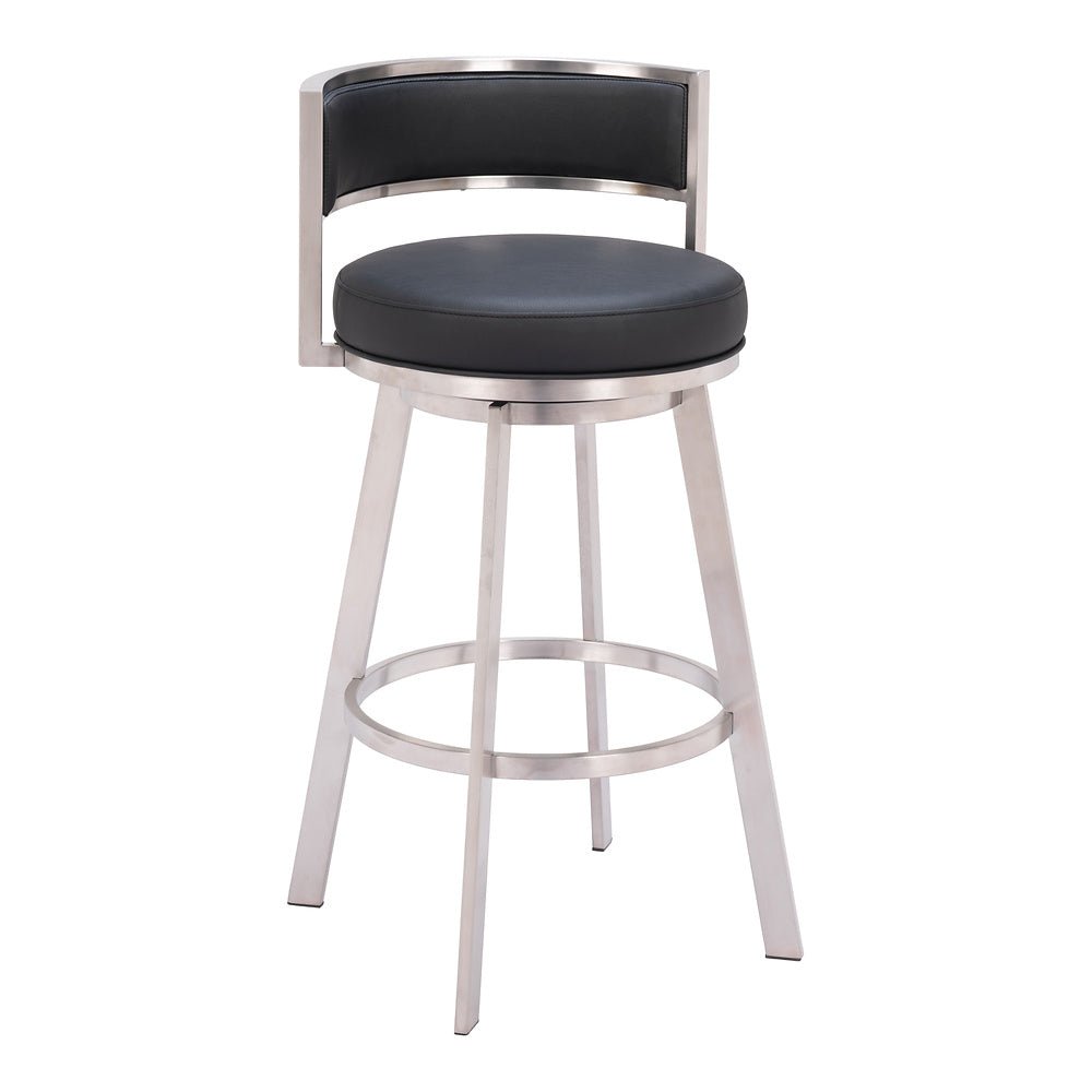 Banco Alto para Comedor de Empresa - ZUO GIMSBY - Negro - Asiento y Respaldo Tapizados en Piel Sintética - 110044 - Zuo - NOGAL BEAT - Banco Comercial