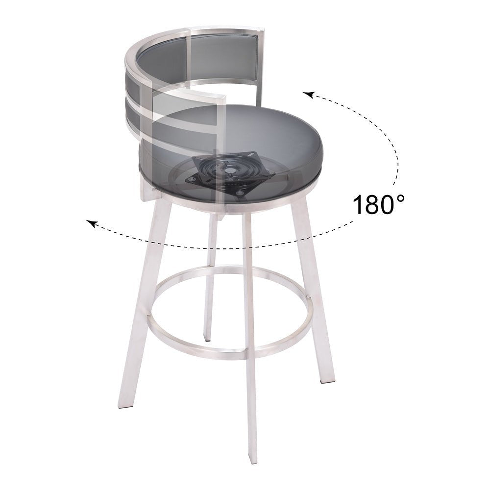 Banco Alto para Comedor de Empresa - ZUO GIMSBY - Negro - Asiento y Respaldo Tapizados en Piel Sintética - 110044 - Zuo - NOGAL BEAT - Banco Comercial