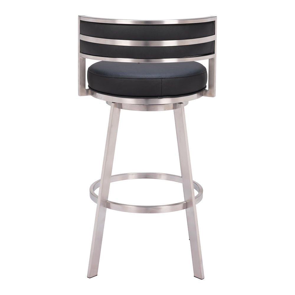 Banco Alto para Comedor de Empresa - ZUO GIMSBY - Negro - Asiento y Respaldo Tapizados en Piel Sintética - 110044 - Zuo - NOGAL BEAT - Banco Comercial