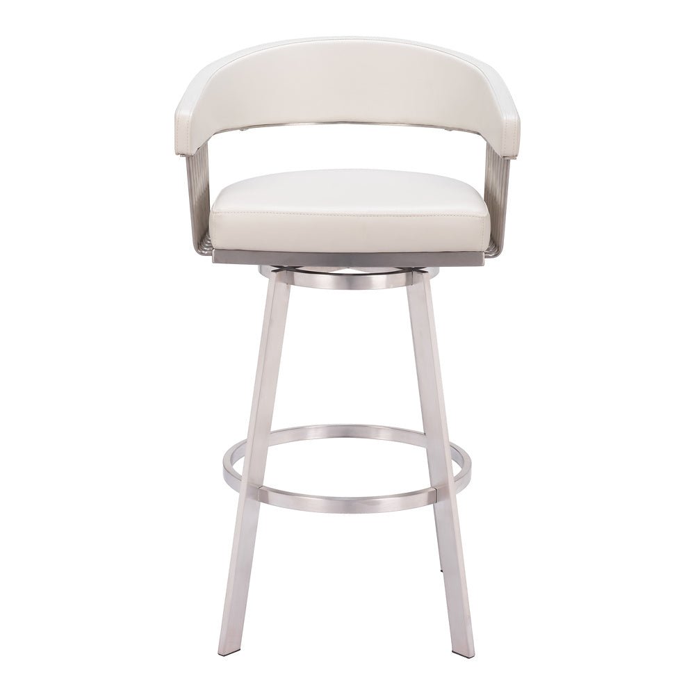 Banco Alto para Pub - ZUO BANTRY - Blanco - Asiento y Respaldo Tapizados en Piel Sintética - 110046 - Zuo - NOGAL BEAT - Banco Comercial