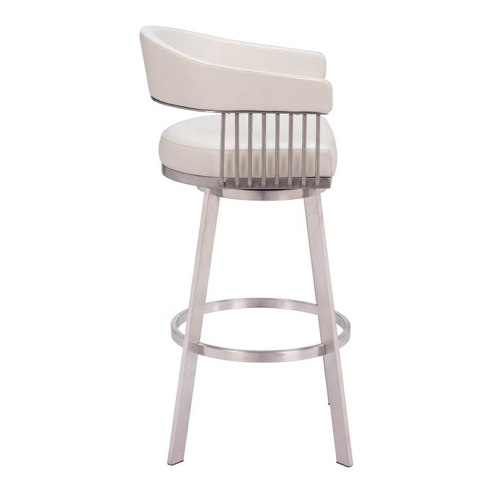 Banco Alto para Pub - ZUO BANTRY - Blanco - Asiento y Respaldo Tapizados en Piel Sintética - 110046 - Zuo - NOGAL BEAT - Banco Comercial