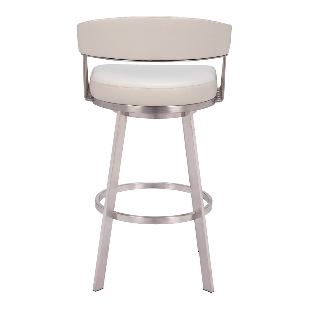 Banco Alto para Pub - ZUO BANTRY - Blanco - Asiento y Respaldo Tapizados en Piel Sintética - 110046 - Zuo - NOGAL BEAT - Banco Comercial