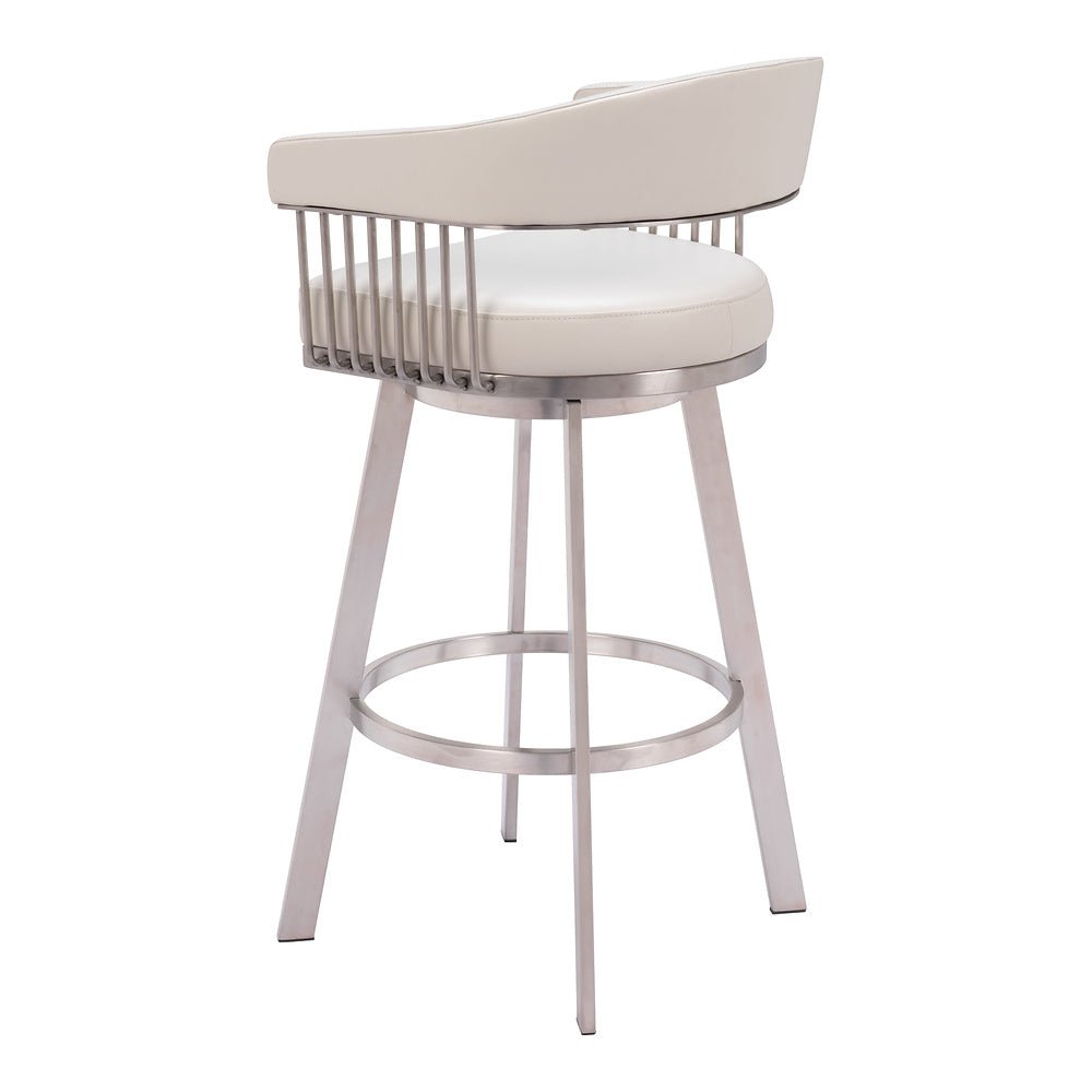 Banco Alto para Pub - ZUO BANTRY - Blanco - Asiento y Respaldo Tapizados en Piel Sintética - 110046 - Zuo - NOGAL BEAT - Banco Comercial