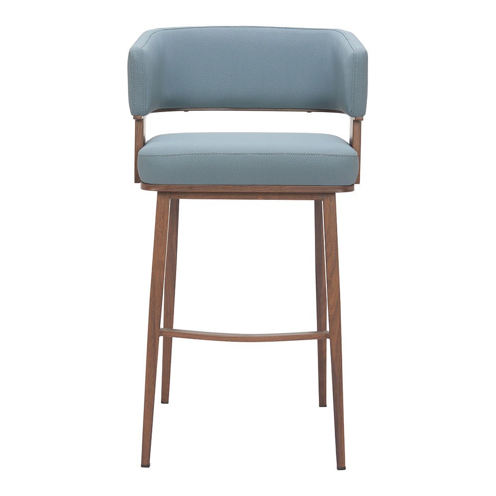 Banco Alto para Pub - ZUO POISE - Varios Colores - Asiento y Respaldo Tapizados en Piel Sintética - 110329 - Zuo - NOGAL BEAT - Banco Comercial