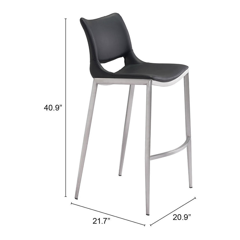 Banco Alto para Restaurante - ZUO ACE 53x55 101284 - Varios Colores - Asiento y Respaldo Tapizados en Piel Sintética - 101284 - Zuo - NOGAL BEAT - Banco Comercial