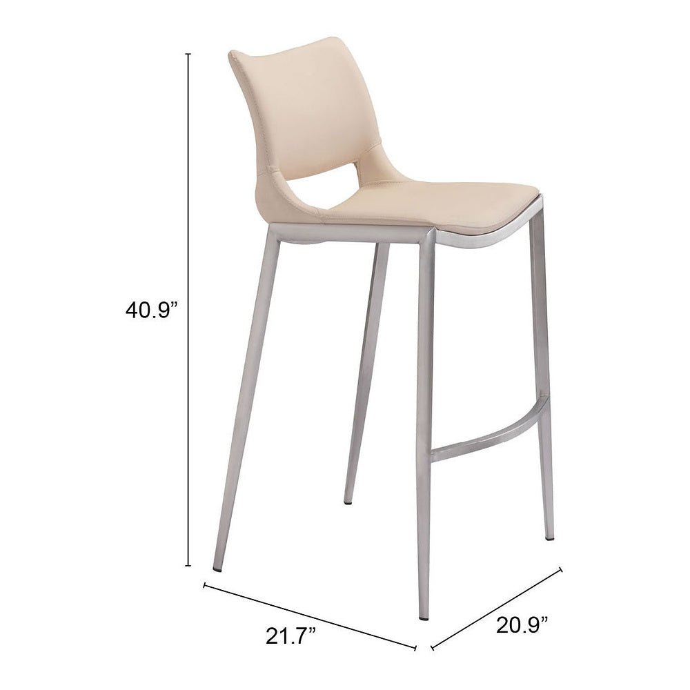 Banco Alto para Restaurante - ZUO ACE 53x55 101285 - Varios Colores - Asiento y Respaldo Tapizados en Piel Sintética - 101285 - Zuo - NOGAL BEAT - Banco Comercial