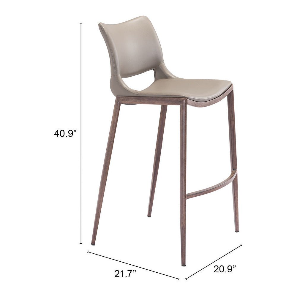 Banco Alto para Restaurante - ZUO ACE 53x55 101286 - Varios Colores - Asiento y Respaldo Tapizados en Piel Sintética - 101286 - Zuo - NOGAL BEAT - Banco Comercial