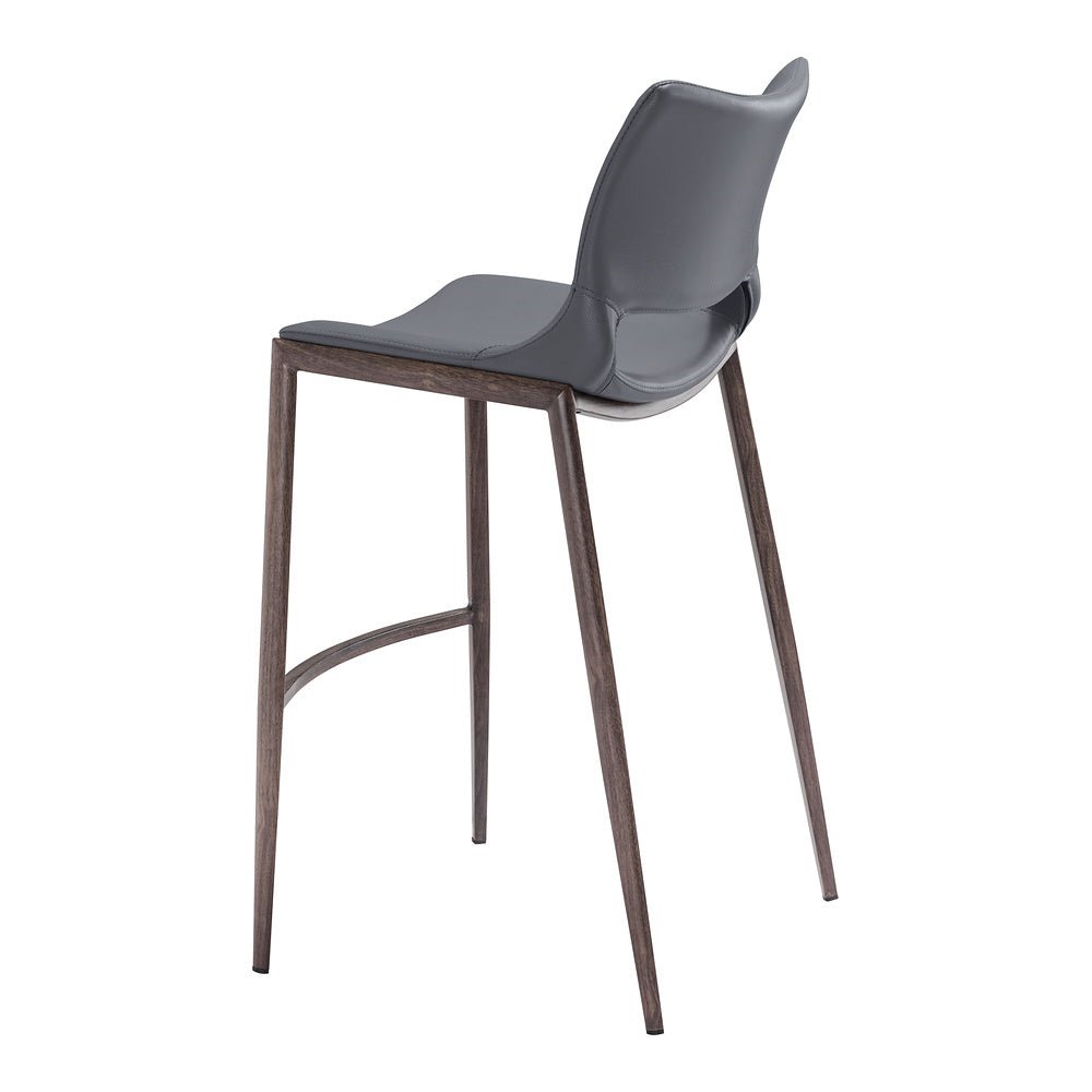 Banco Alto para Restaurante - ZUO ACE 53x55 109389 - Varios Colores - Asiento y Respaldo Tapizados en Piel Sintética - 109389 - Zuo - NOGAL BEAT - Banco Comercial