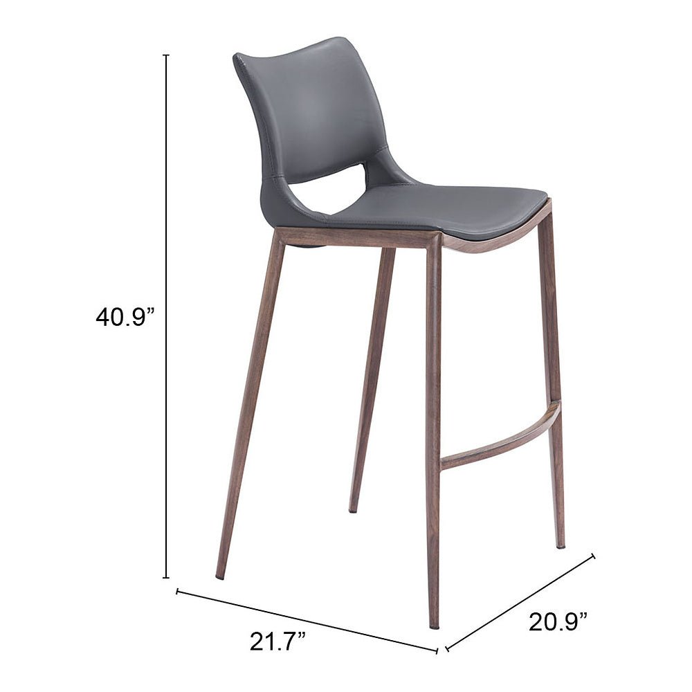 Banco Alto para Restaurante - ZUO ACE 53x55 109389 - Varios Colores - Asiento y Respaldo Tapizados en Piel Sintética - 109389 - Zuo - NOGAL BEAT - Banco Comercial