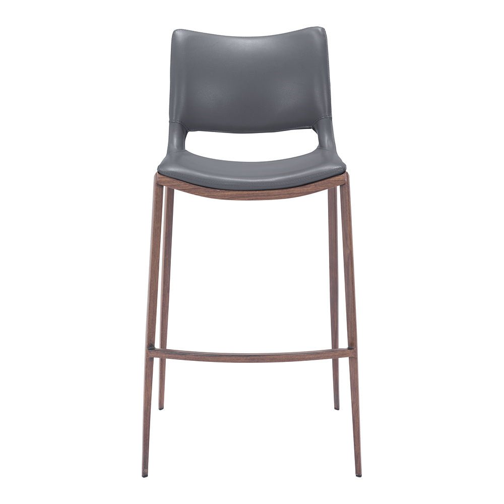 Banco Alto para Restaurante - ZUO ACE 53x55 109389 - Varios Colores - Asiento y Respaldo Tapizados en Piel Sintética - 109389 - Zuo - NOGAL BEAT - Banco Comercial
