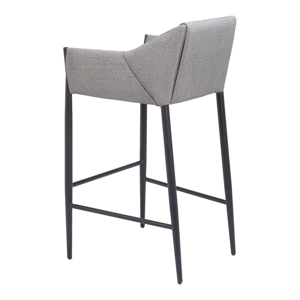 Banco Alto para Restaurante - ZUO ANDOVER - Gris Pizarra - Asiento y Respaldo Tapizados en Lino Sintético - 110169 - Zuo - NOGAL BEAT - Banco Comercial
