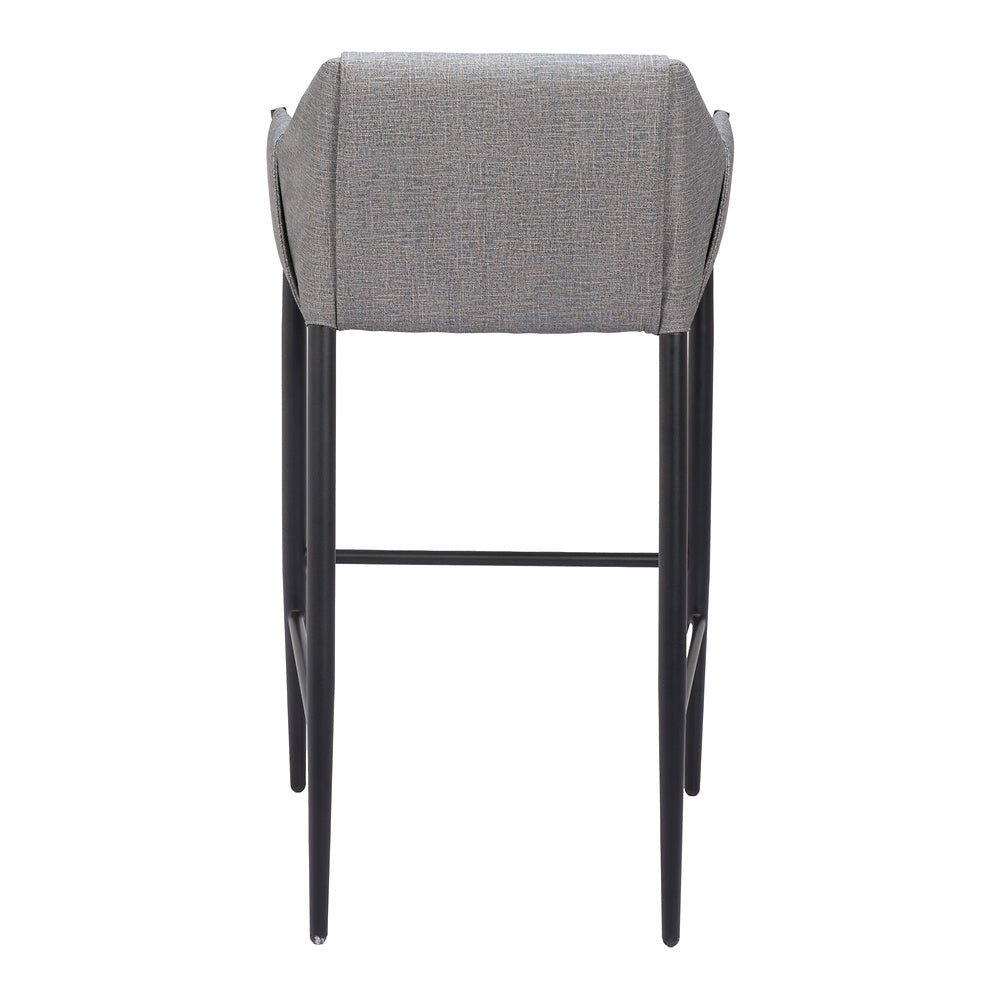 Banco Alto para Restaurante - ZUO ANDOVER - Gris Pizarra - Asiento y Respaldo Tapizados en Lino Sintético - 110169 - Zuo - NOGAL BEAT - Banco Comercial