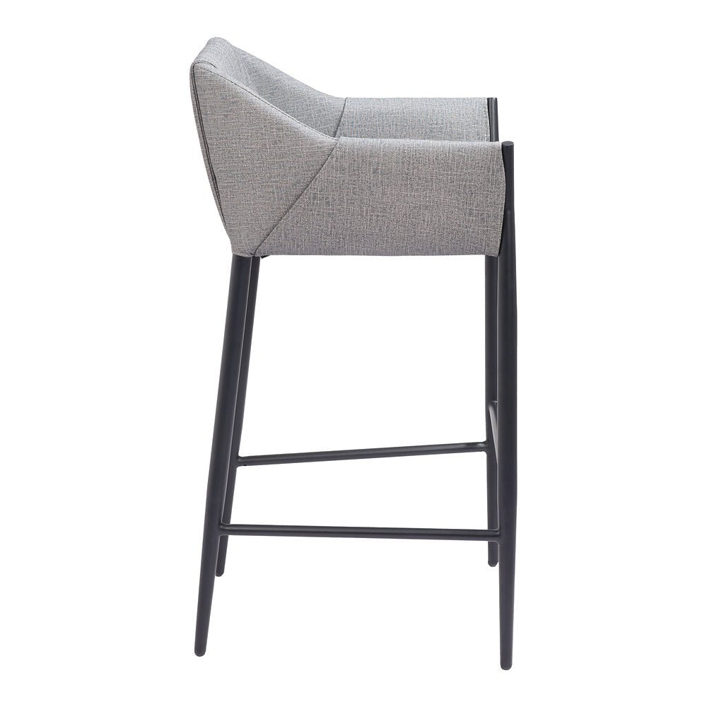 Banco Alto para Restaurante - ZUO ANDOVER - Gris Pizarra - Asiento y Respaldo Tapizados en Lino Sintético - 110169 - Zuo - NOGAL BEAT - Banco Comercial