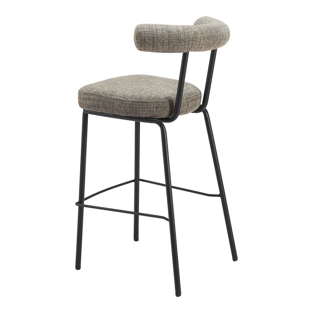 Banco Alto para Restaurante - ZUO KEDE - Verde Tweed - Asiento y Respaldo Tapizados - 110100 - Zuo - NOGAL BEAT - Banco Comercial