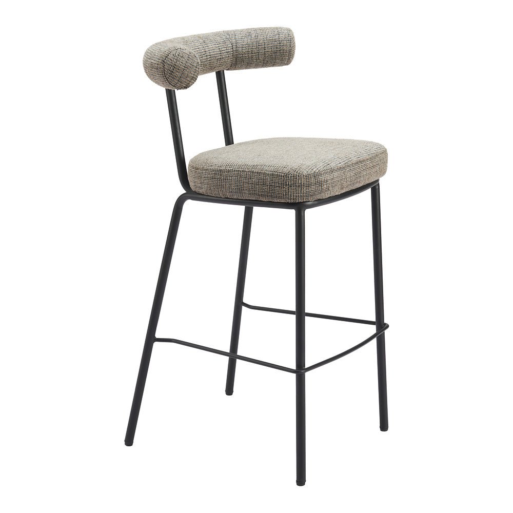 Banco Alto para Restaurante - ZUO KEDE - Verde Tweed - Asiento y Respaldo Tapizados - 110100 - Zuo - NOGAL BEAT - Banco Comercial